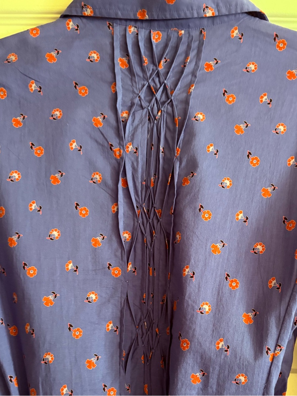Thierry Colson France Women’s Blue Carnation Floral Silk Shirt Dress Small S - Picture 7 of 9